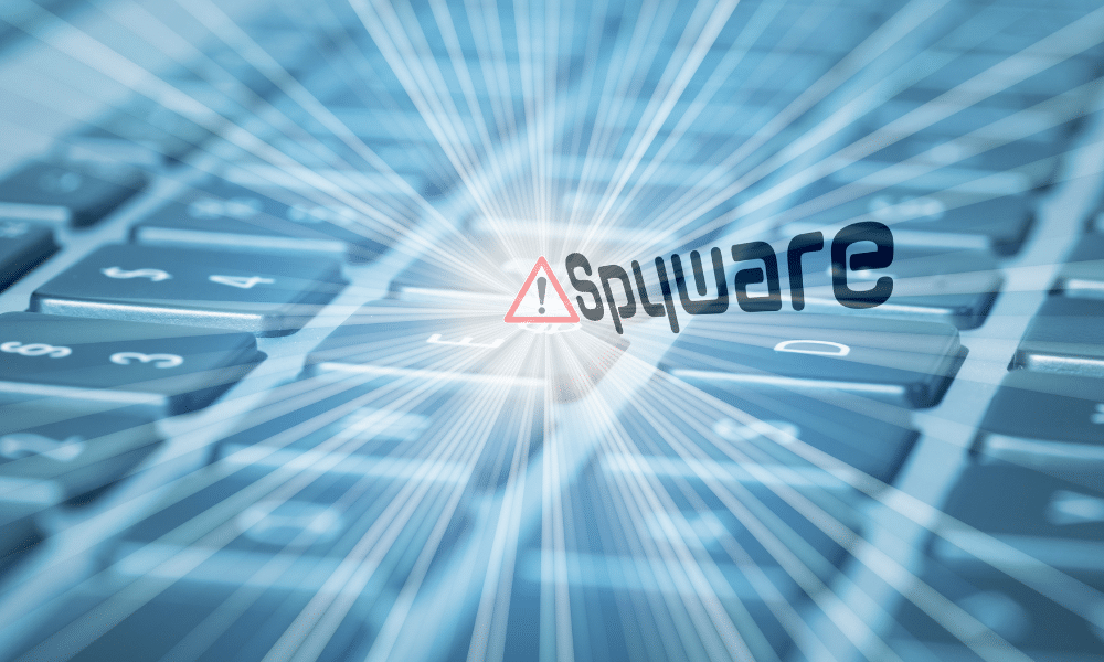 Keyboard with spyware warning symbol