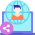 a computer screen with a person in the middle